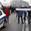 Radnici u blokadi puta Smederevo - Beograd